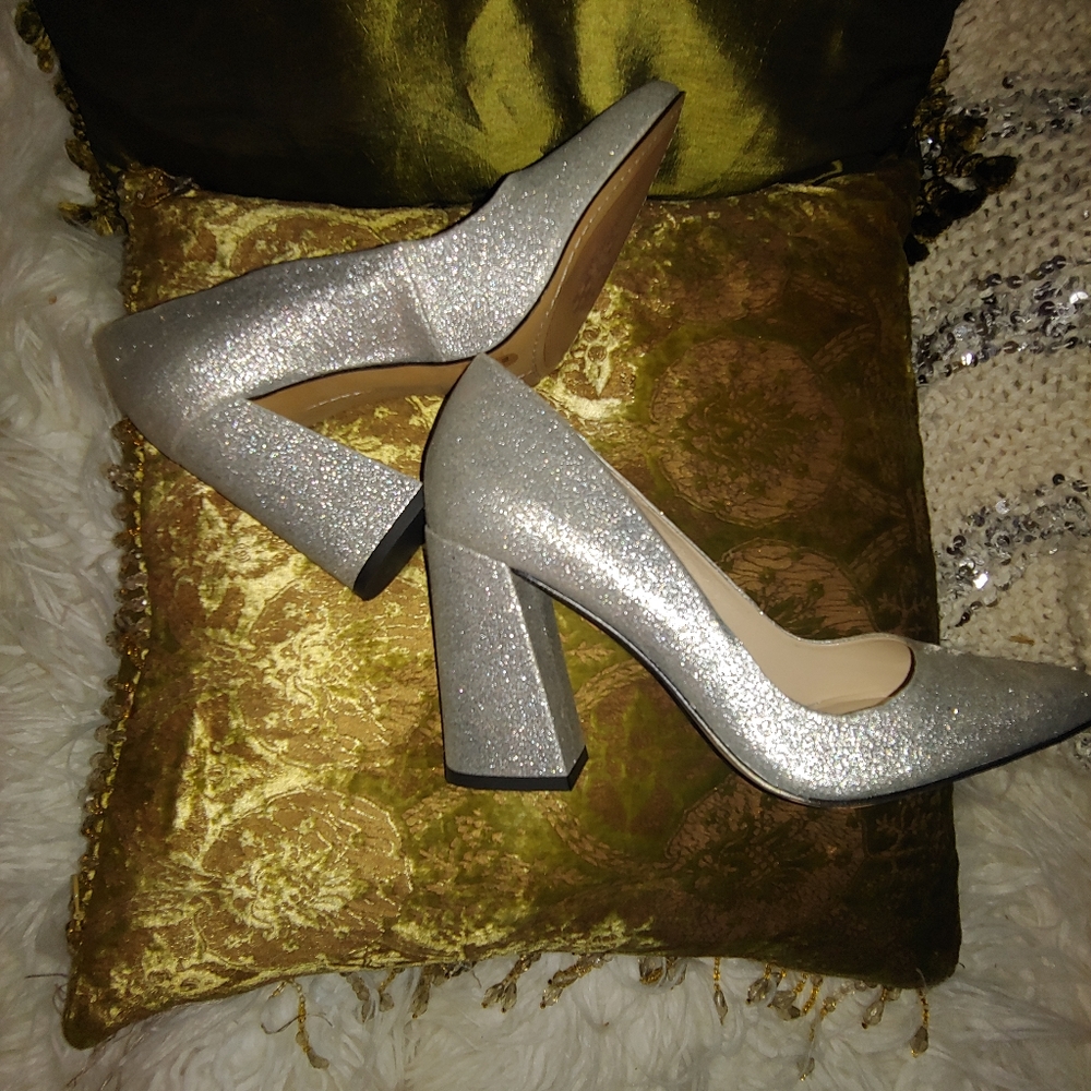 Silver box heels